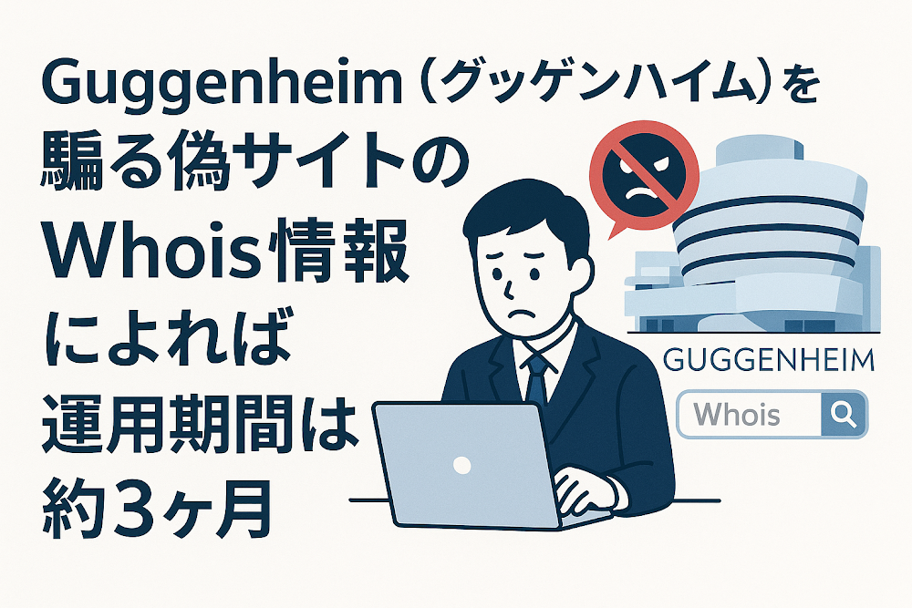 Guggenheim(グッゲンハイム)を騙る偽サイトのWhois情報によれば運用期間は約3ヶ月