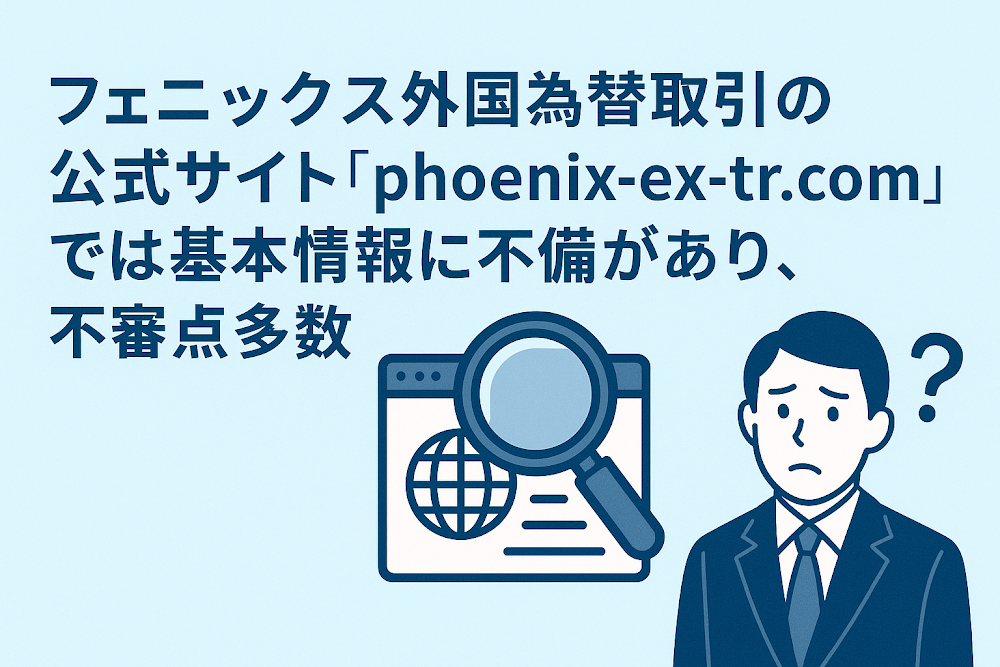 PHOENIX FOREX TRADE（フェニックス外国為替取引）の公式サイト「phoenix-ex-tr.com」では基本情報に不備があり、不審点多数