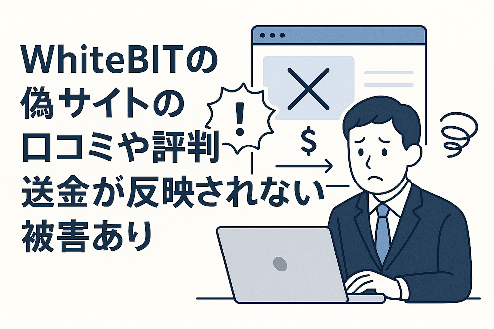 WhiteBITの偽サイトの口コミや評判には送金が反映されない被害あり