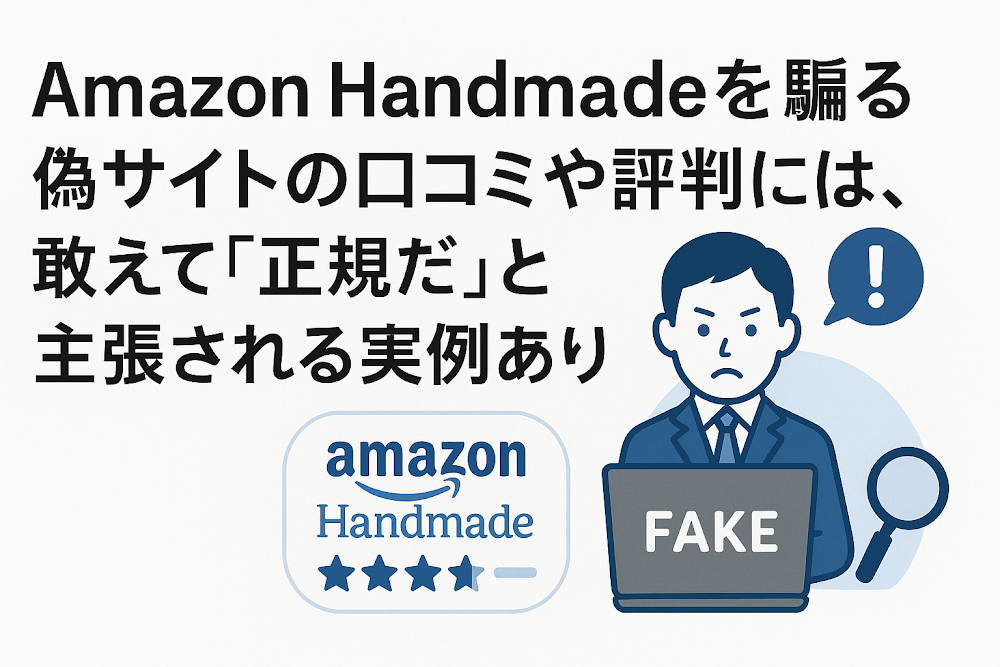 Amazon Handmadeを騙る偽サイトの口コミや評判には、敢えて「正規だ」と主張される実例あり