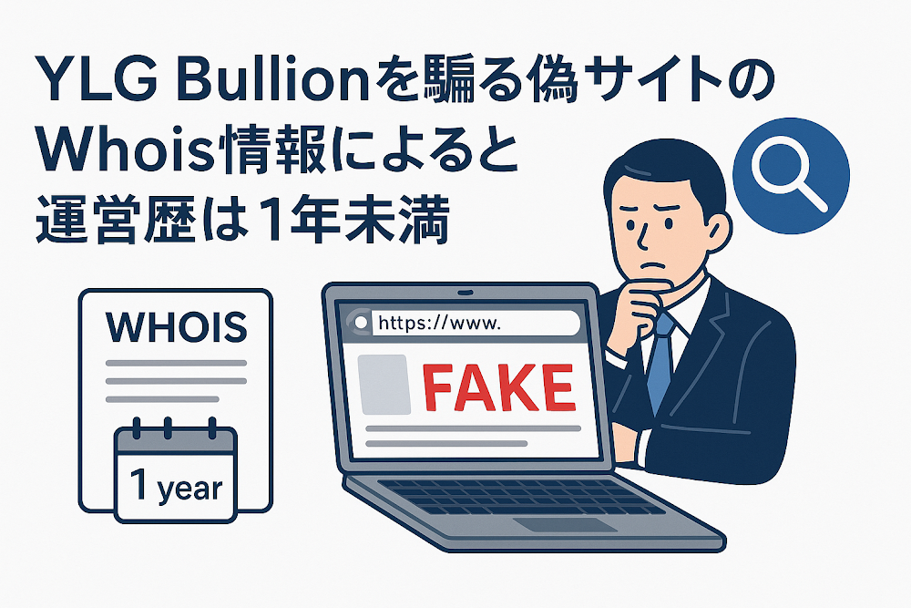 YLG Bullionを騙る偽サイトのWhois情報によると運営歴は１年未満