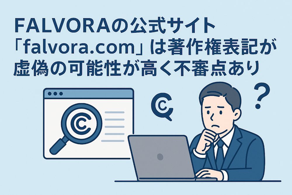 FALVORAの公式サイト「falvora.com」は著作権表記が虚偽の可能性が高く不審点あり