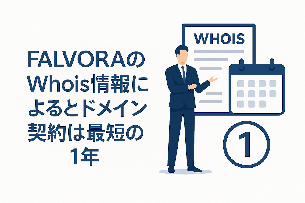 FALVORAのWhois情報によるとドメイン契約は最短の1年