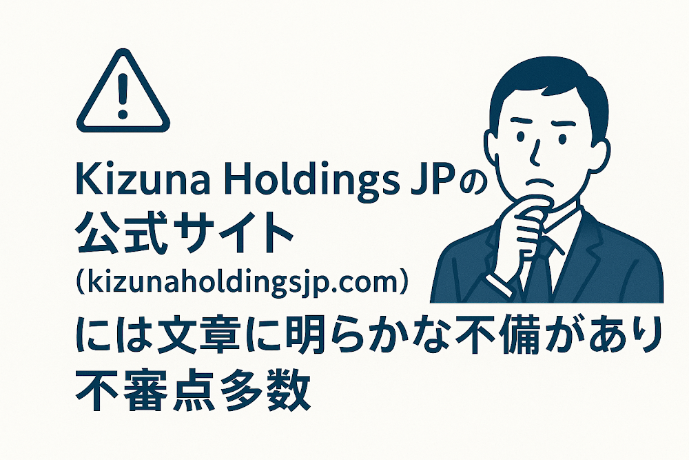 Kizuna Holdings JPの公式サイト「kizunaholdingsjp.com」には文章に明らかな不備があり不審点多数