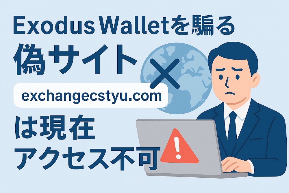 Exodus Walletを騙る偽サイト「exchangecstyu.com」は現在アクセス不可