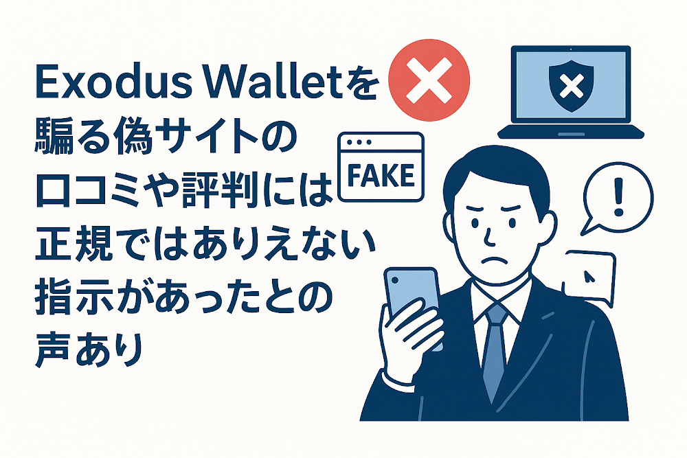 Exodus Walletを騙る偽サイトの口コミや評判には正規ではありえない指示があったとの声あり
