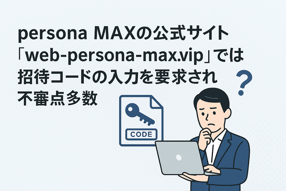 persona MAXの公式サイト「web-persona-max.vip」では招待コードの入力を要求され不審点多数