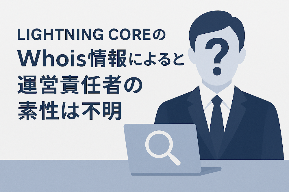 LIGHTNING COREのWhois情報によると運営責任者の素性は不明