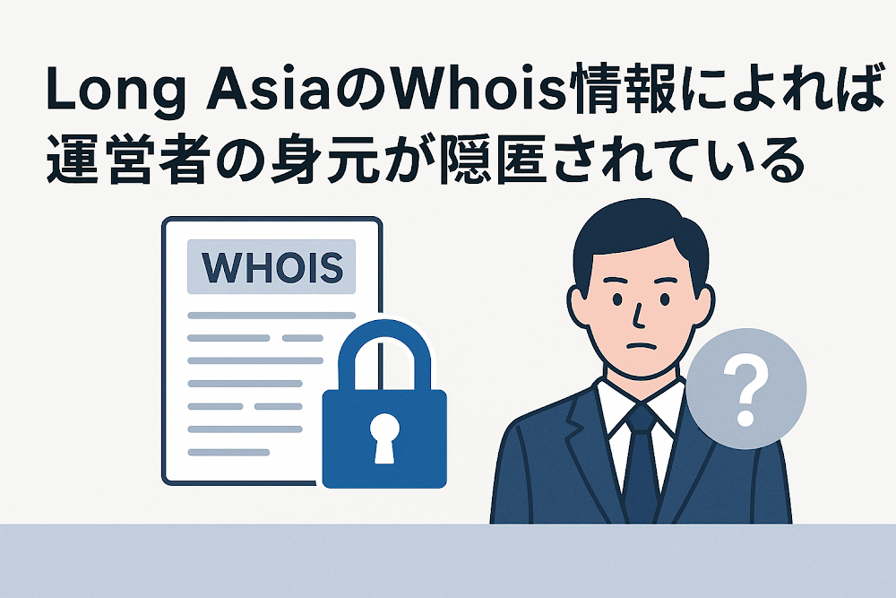 Long AsiaのWhois情報によれば運営者の身元が隠匿されている
