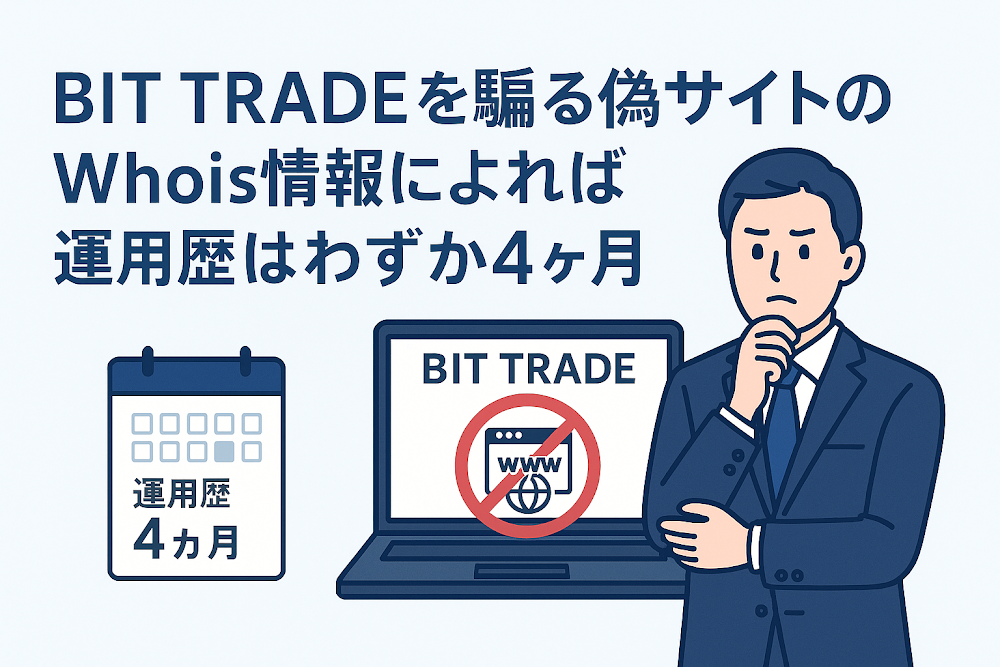 BIT TRADEを騙る偽サイトのWhois情報によれば運用歴はわずか4ヶ月