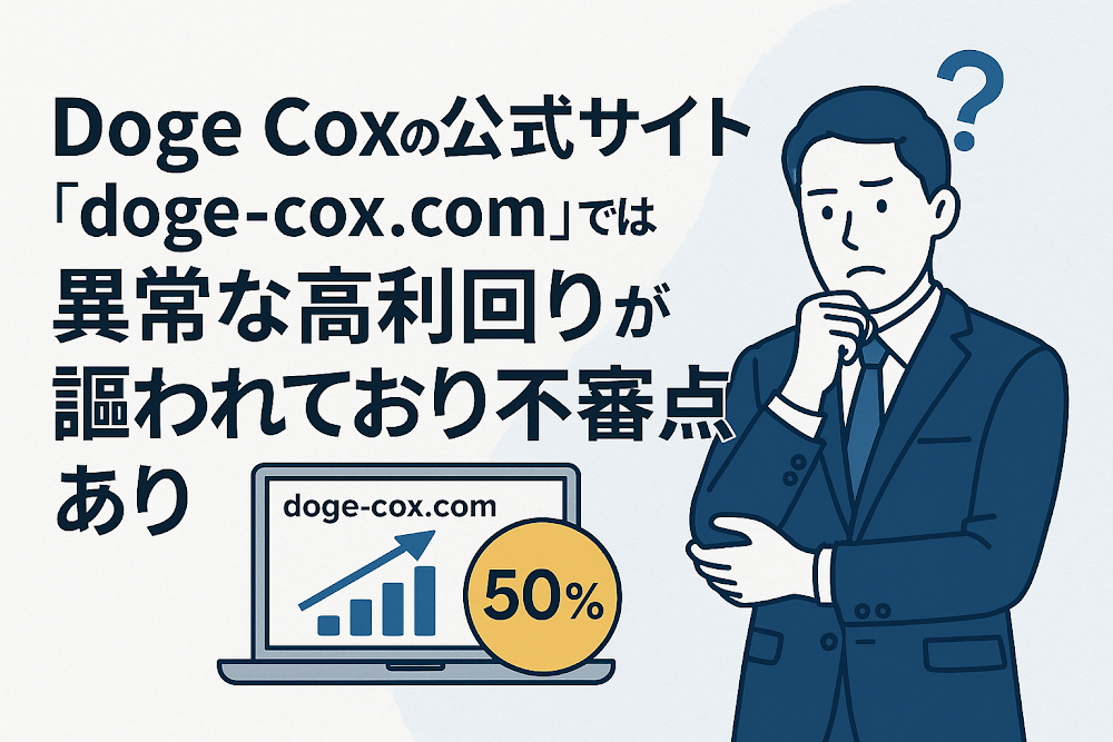 Doge Coxの公式サイト「doge-cox.com」では異常な高利回りが謳われており不審点あり