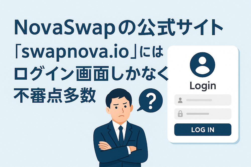 NovaSwapの公式サイト「swapnova.io」にはログイン画面しかなく不審点多数
