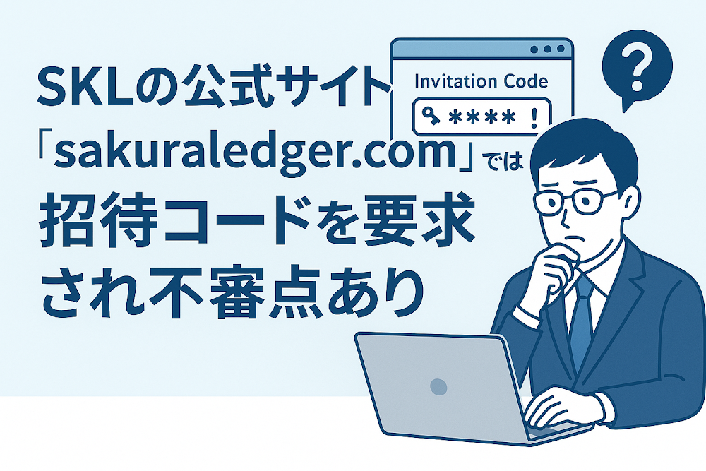 SKLの公式サイト「sakuraledger.com」では招待コードを要求され不審点あり