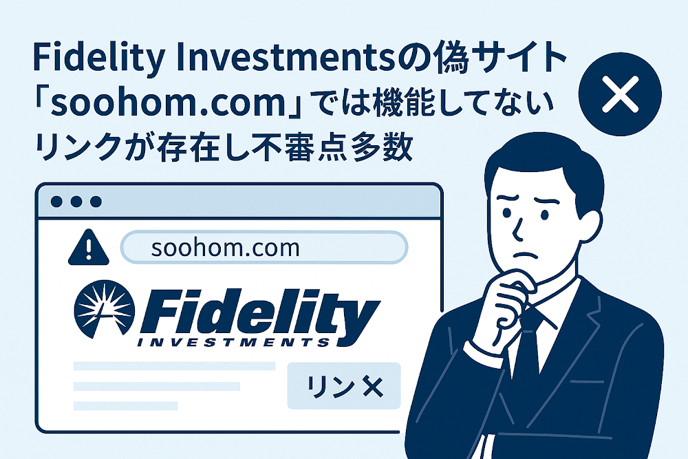 Fidelity Investmentsの偽サイト「soohom.com」では機能していないリンクが存在し不審点多数