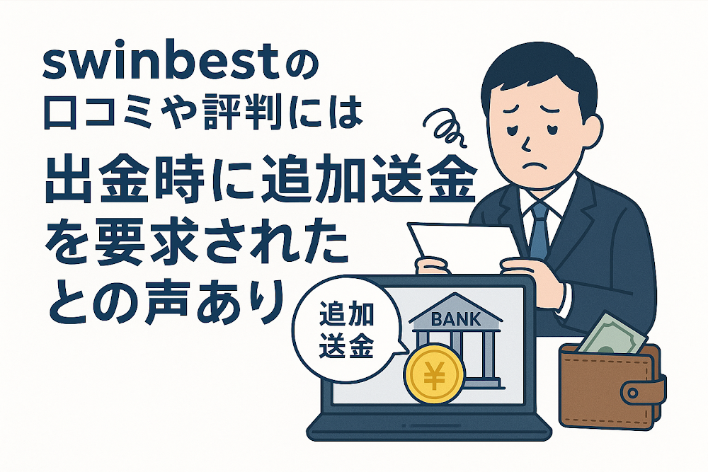 swinbestの口コミや評判には出金時に追加送金を要求されたとの声あり