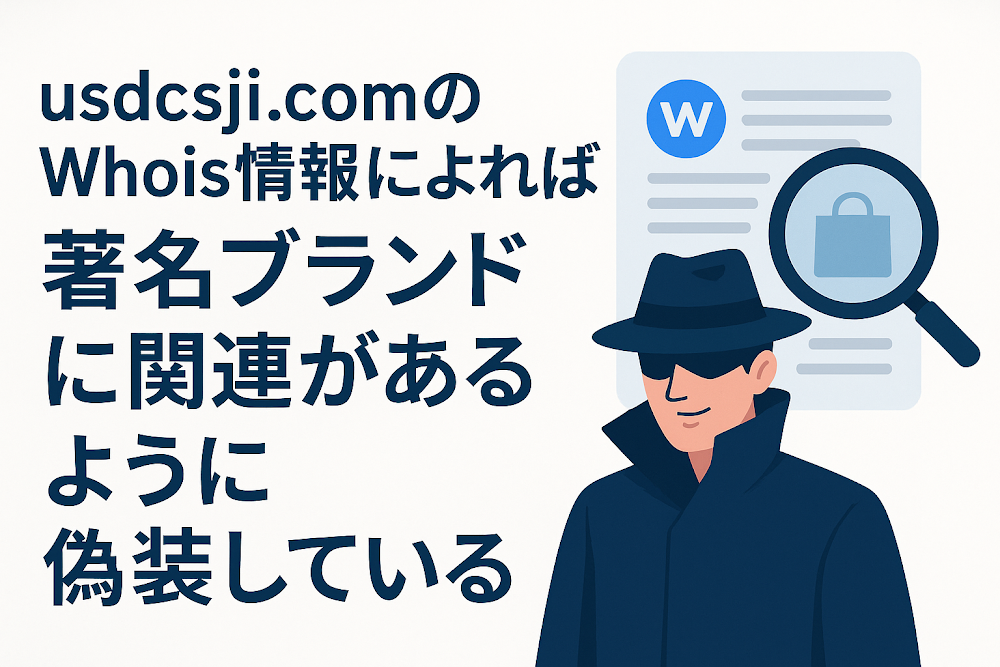 usdcsji.comのWhois情報によれば著名ブランドに関連があるように偽装している