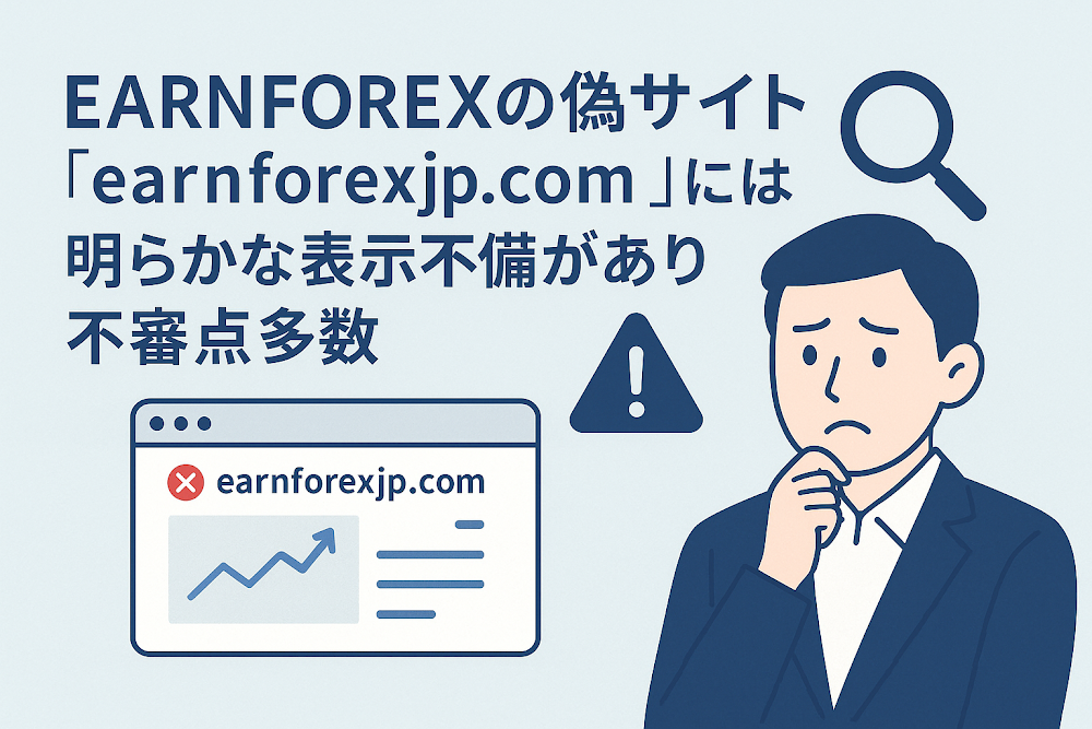 EARNFOREXの偽サイト「earnforexjp.com」には明らかな表示不備があり不審点多数
