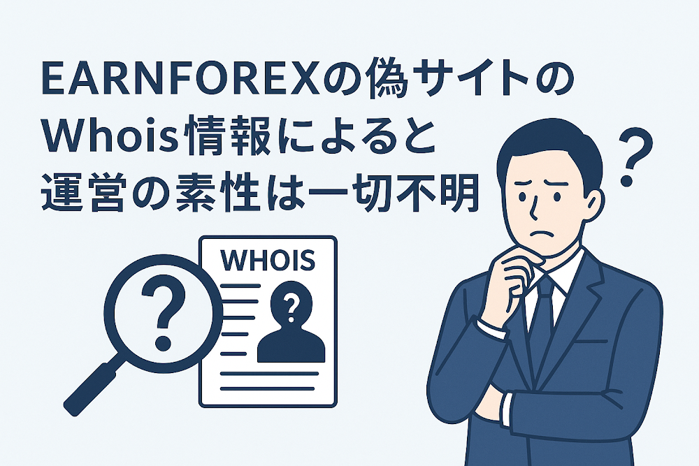 EARNFOREXの偽サイトのWhois情報によると運営の素性は一切不明