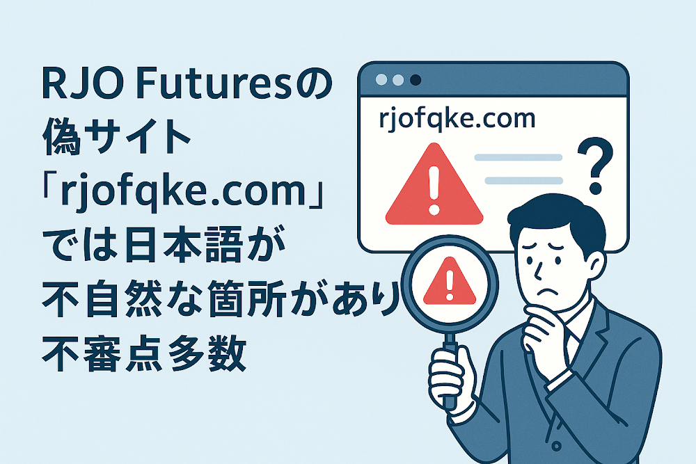 RJO Futuresの偽サイト「rjofqke.com」では日本語が不自然な箇所があり不審点多数