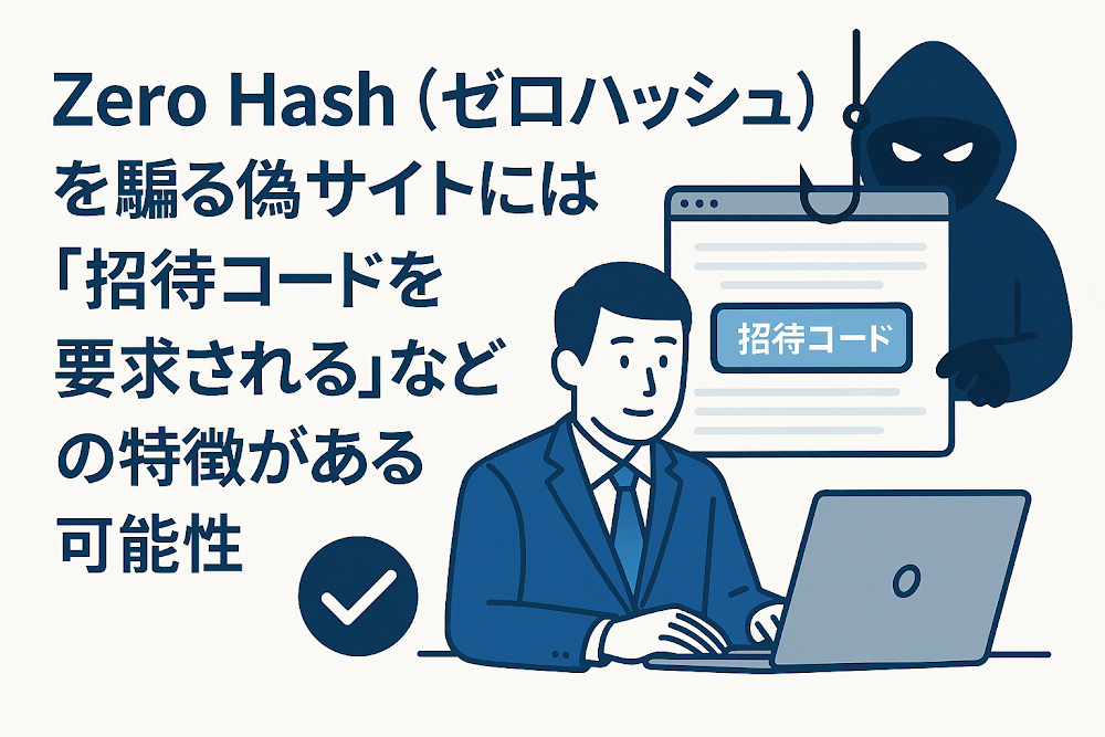 Zero Hash(ゼロハッシュ)を騙る偽サイトには「招待コードを要求される」などの特徴がある可能性