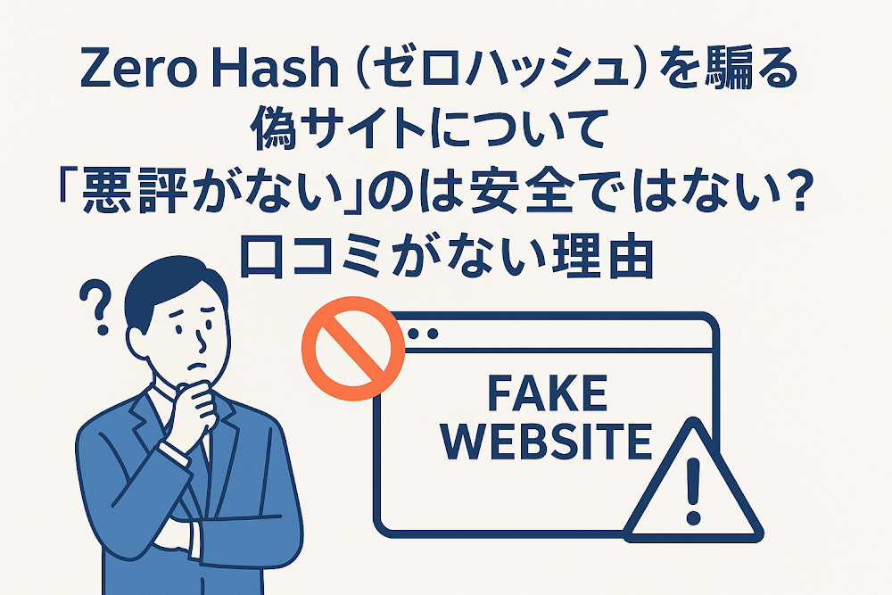 Zero Hash(ゼロハッシュ)を騙る偽サイトについて「悪評がない」のは安全ではない?口コミがない理由