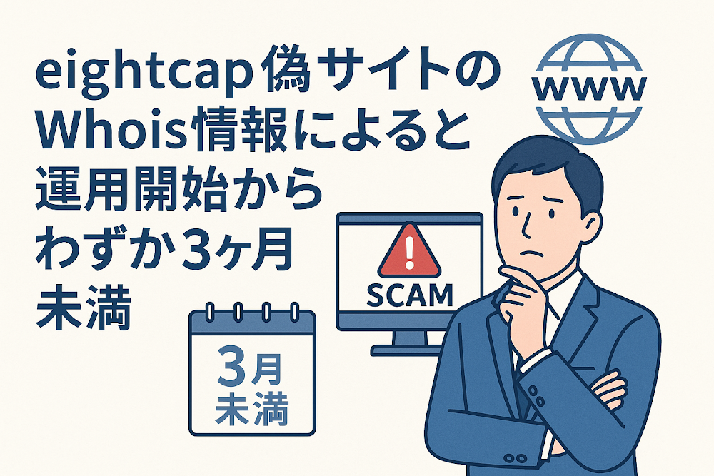 eightcapの偽サイトのWhois情報によると運用開始からわずか3ヶ月未満