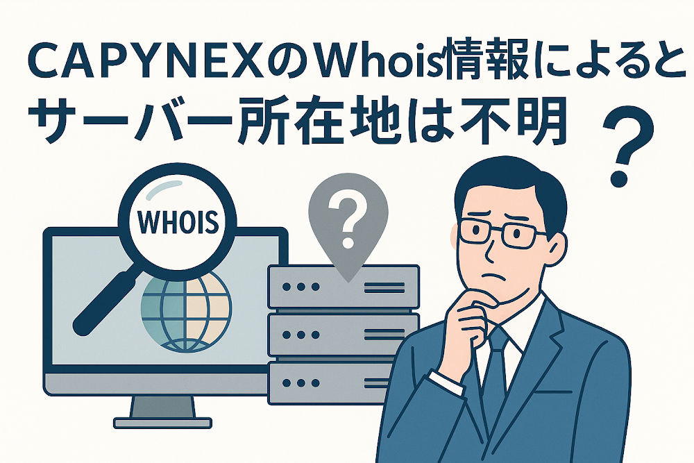 CAPYNEXのWhois情報によるとサーバー所在地は不明