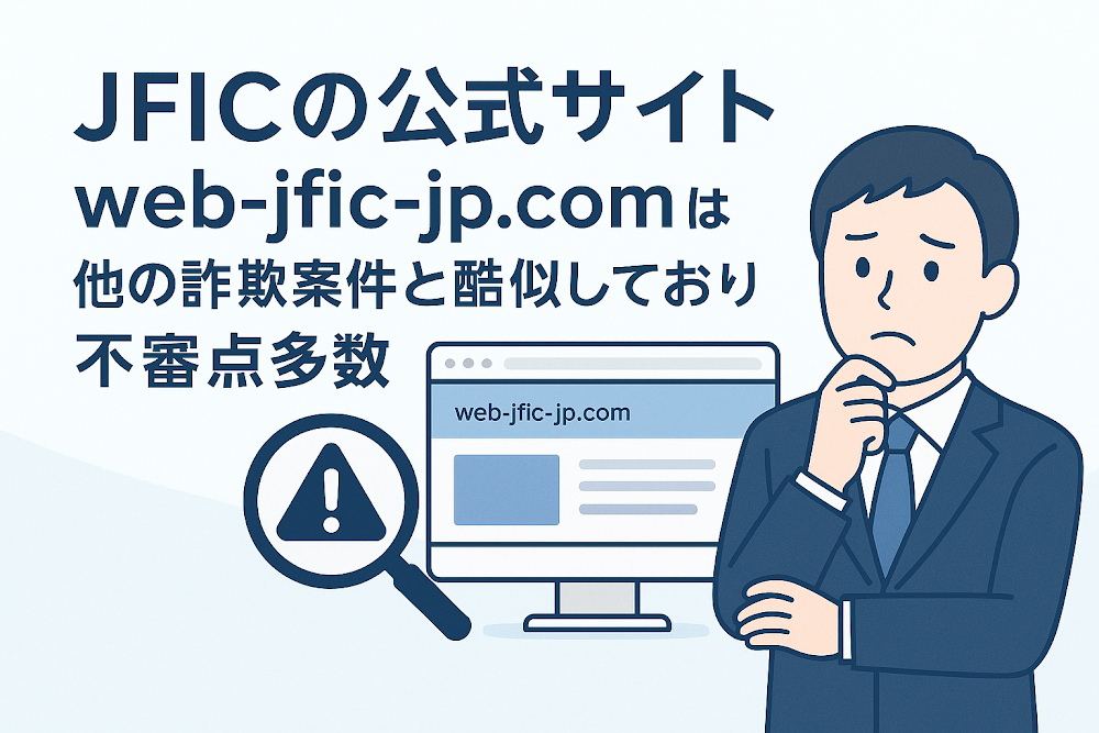 JFICの公式サイト「web-jfic-jp.com」は他の詐欺案件と酷似しており不審点多数