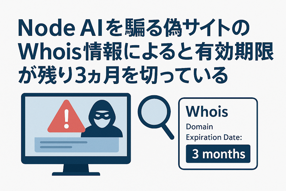 Node AIを騙る偽サイトのWhois情報によると有効期限が残り3ヶ月を切っている
