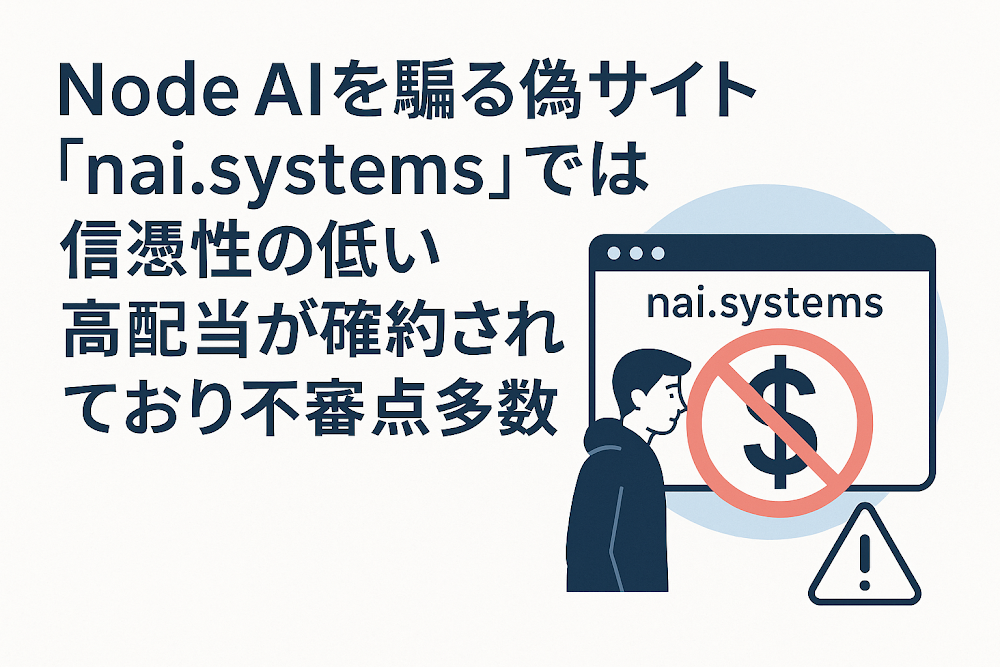 Node AIを騙る偽サイト「nai.systems」では信憑性の低い高配当が確約されており不審点多数