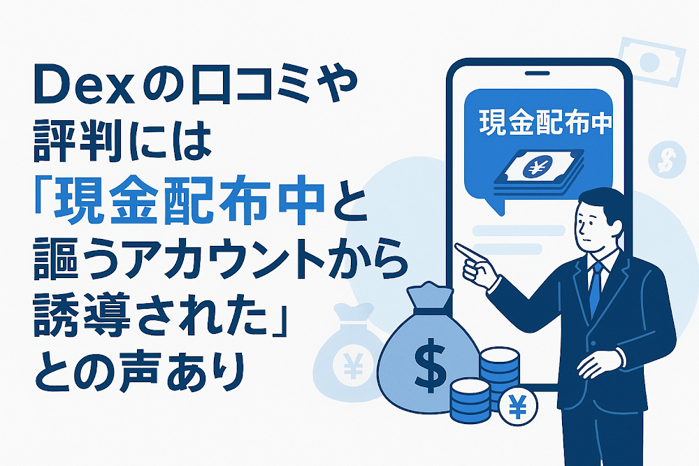 Dexの口コミや評判には「現金配布中と謳うアカウントから誘導された」との声あり