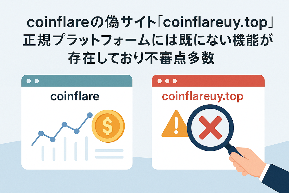 coinflareの偽サイト「coinflareuy.top」正規プラットフォームには既にない機能が存在しており不審点多数