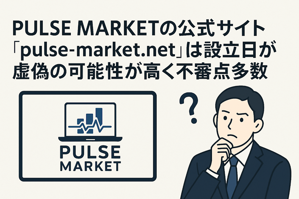 PULSE MARKETの公式サイト「pulse-market.net」は設立日が虚偽の可能性が高く不審点多数