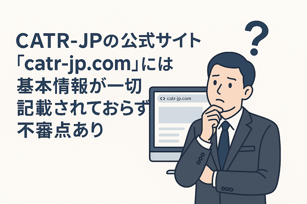 CATR-JPの公式サイト「catr-jp.com」には基本情報が一切記載されておらず不審点あり