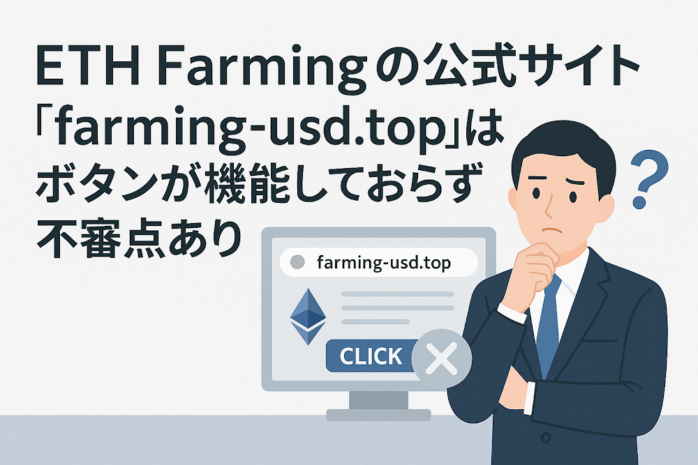 ETH Farmingの公式サイト「farming-usd.top」はボタンが機能しておらず不審点あり