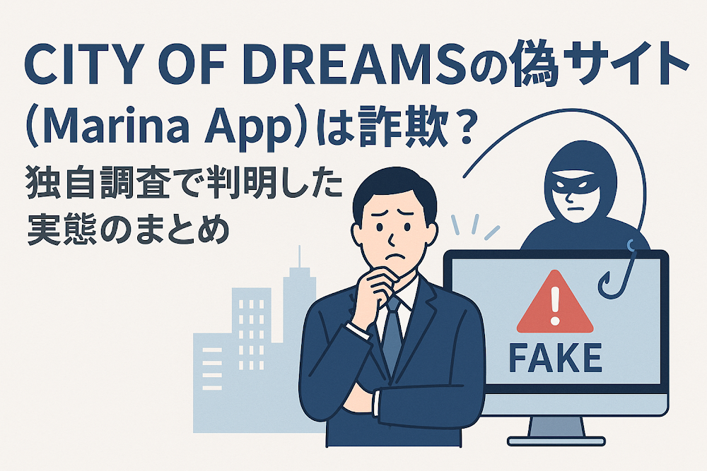 CITY OF DREAMSの偽サイト(Marina App)は詐欺?独自調査で判明した実態のまとめ