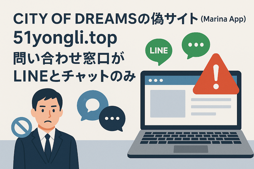CITY OF DREAMSの偽サイト(Marina App)「51yongli.top」は問い合わせ窓口がLINEとチャットのみ