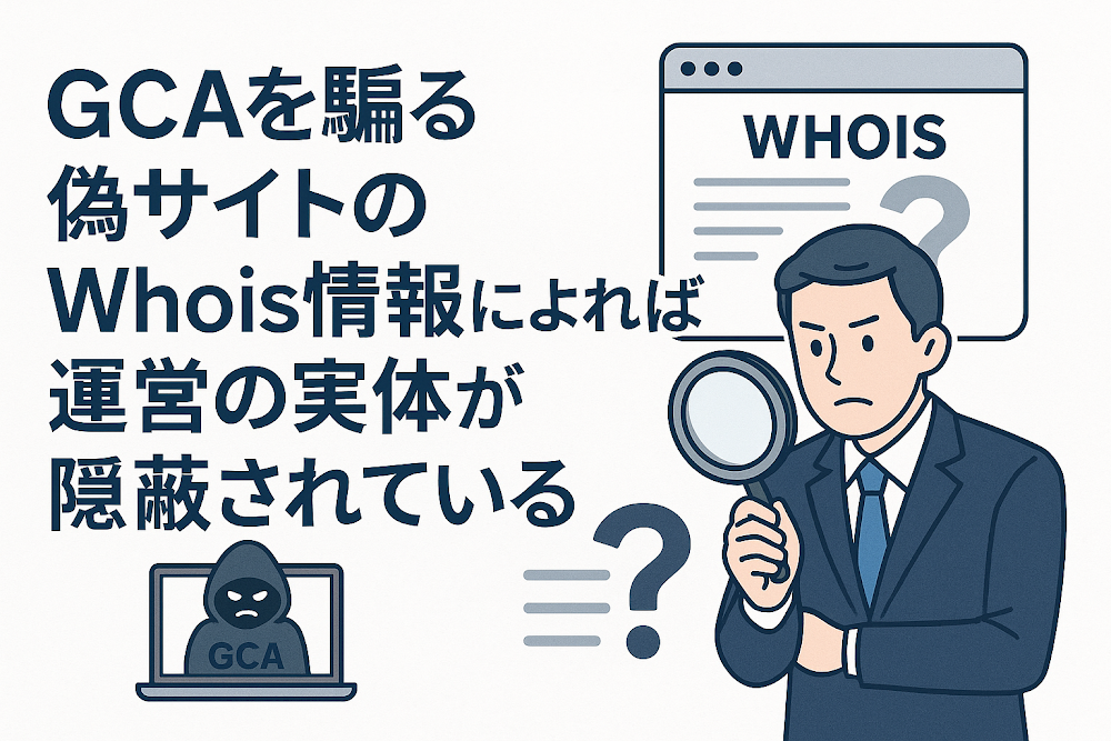 GCAを騙る偽サイトのWhois情報によれば運営の実体が隠蔽されている