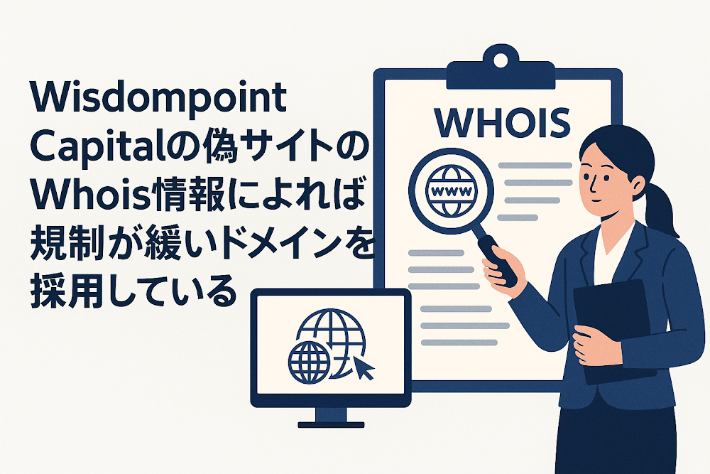 Wisdompoint Capital（ウィズダムポイント・キャピタル）の偽サイトのWhois情報によれば規制が緩いドメインを採用している