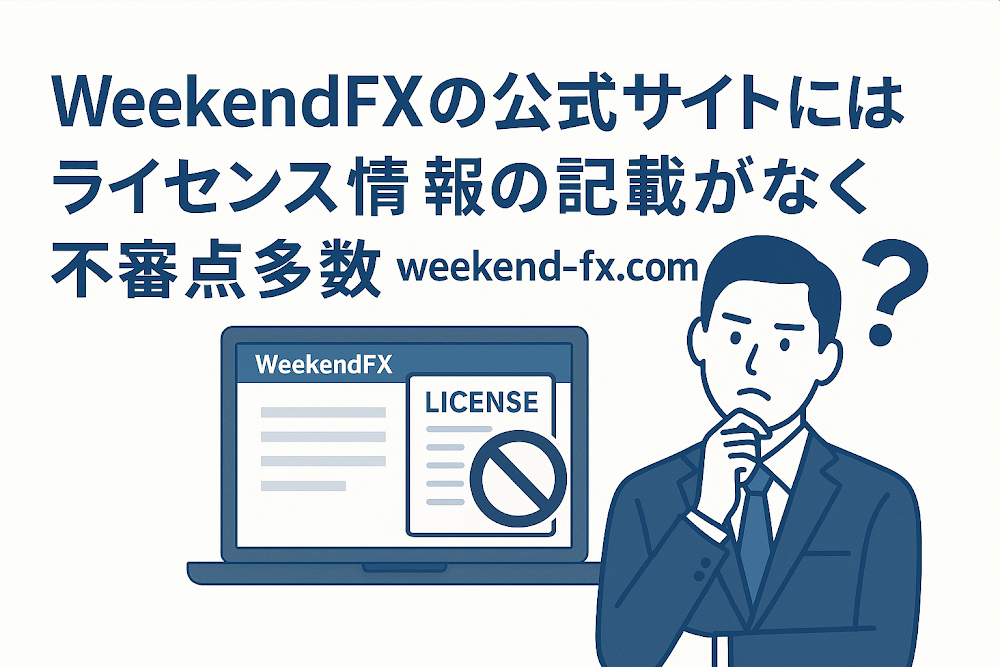 WeekendFXの公式サイト「weekend-fx.com」にはライセンス情報の記載がなく不審点多数