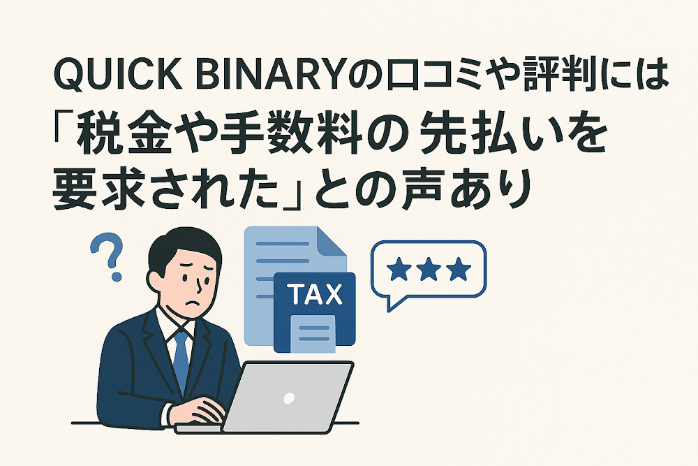 QUICK BINARYの口コミや評判には「税金や手数料の先払いを要求された」との声あり