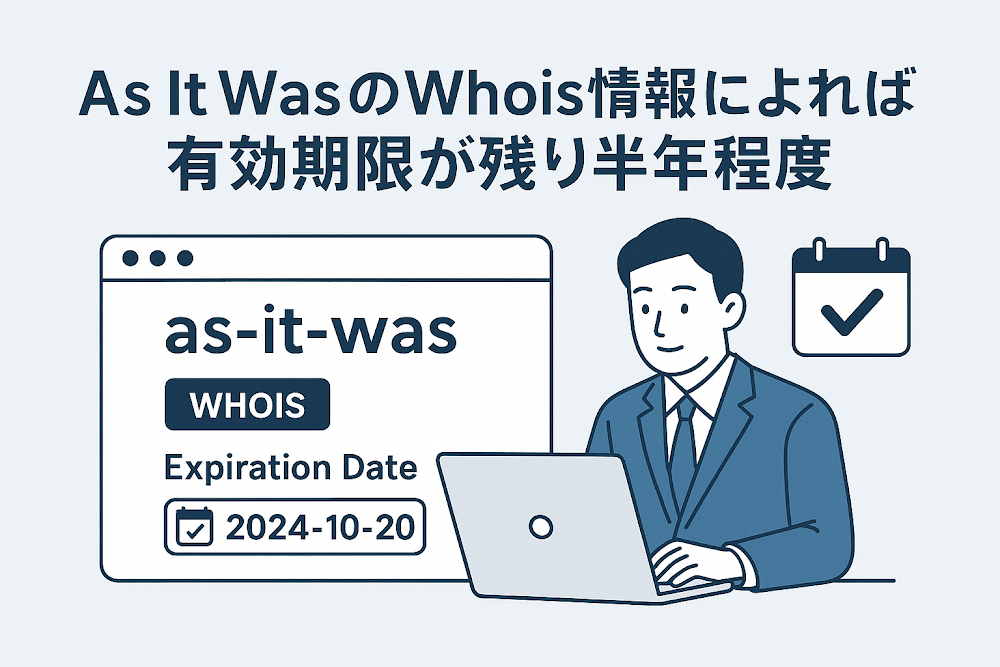 As It WasのWhois情報によれば有効期限が残り半年程度