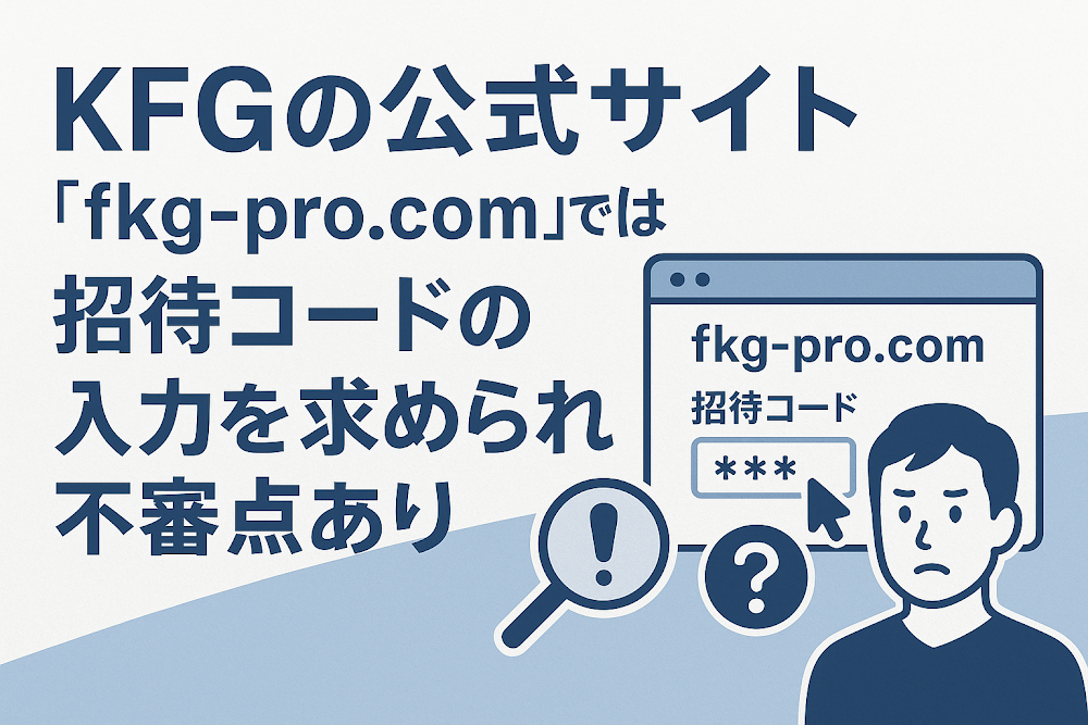 KFGの公式サイト「fkg-pro.com」では招待コードの入力を求められ不審点あり