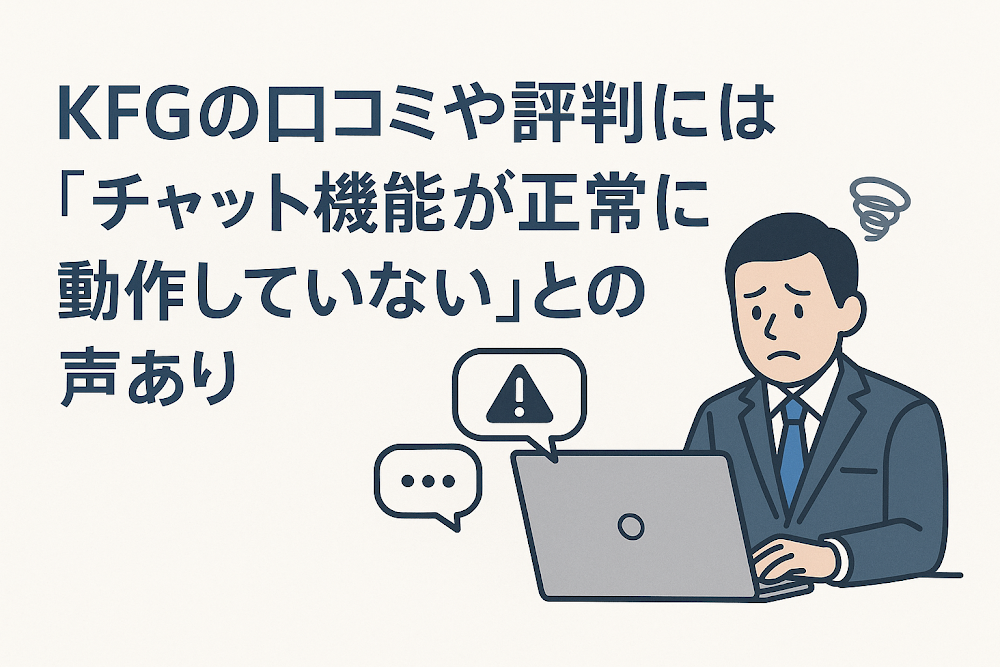 KFGの口コミや評判には「チャット機能が正常に動作していない」との声あり