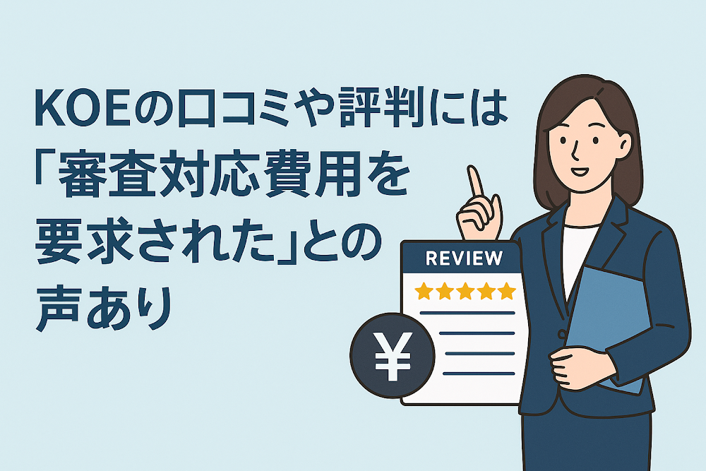 KOEの口コミや評判には「審査対応費用を要求された」との声あり