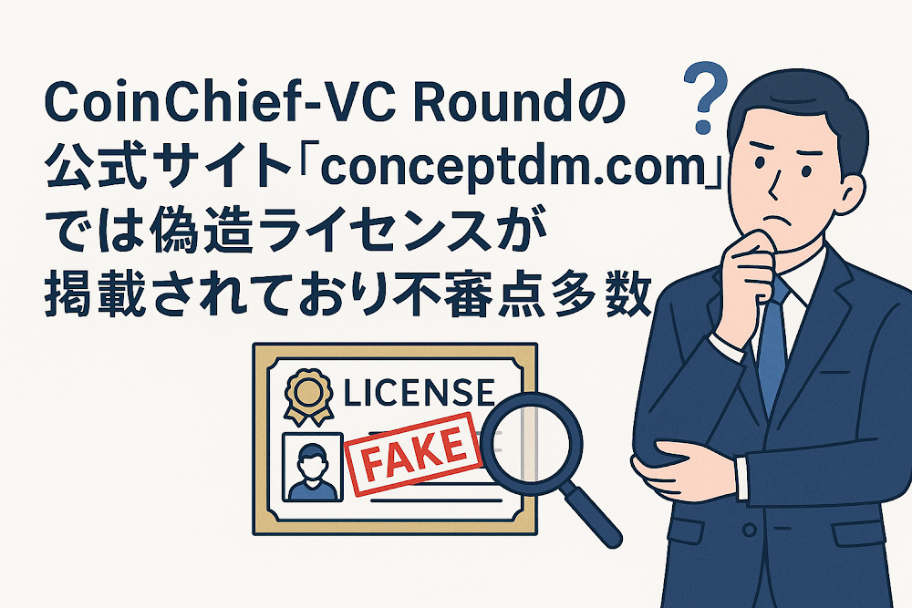 CoinChief-VC Round(conceptdm.com)では偽造ライセンスが掲載されており不審点多数