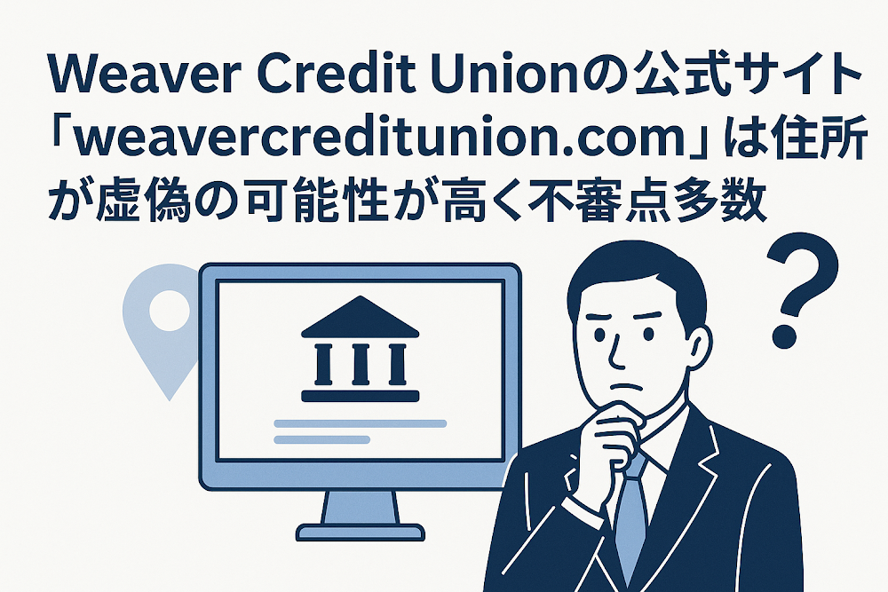 Weaver Credit Unionの公式サイト「weavercreditunion.com」は住所が虚偽の可能性が高く不審点多数