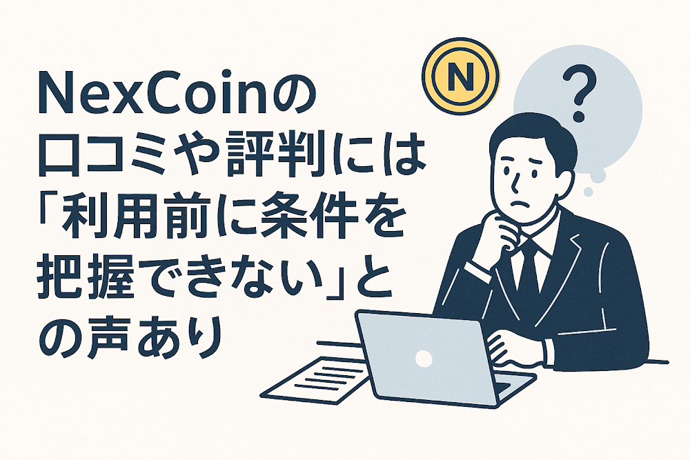 NexCoinの口コミや評判には「利用前に条件を把握できない」との声あり