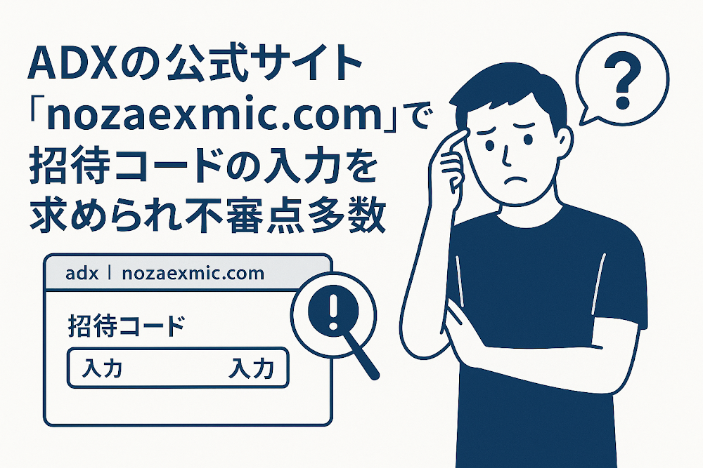 ADX（nozaexmic.com）では招待コードの入力を求められ不審点多数