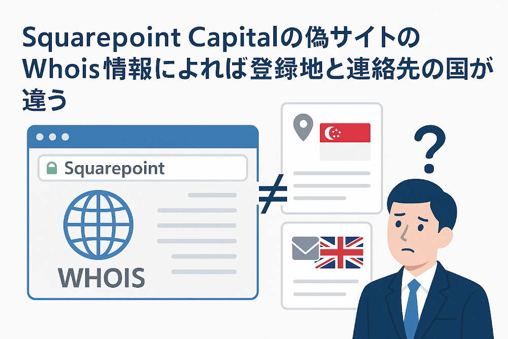 Squarepoint Capitalの偽サイトのWhois情報によれば登録地と連絡先の国が違う